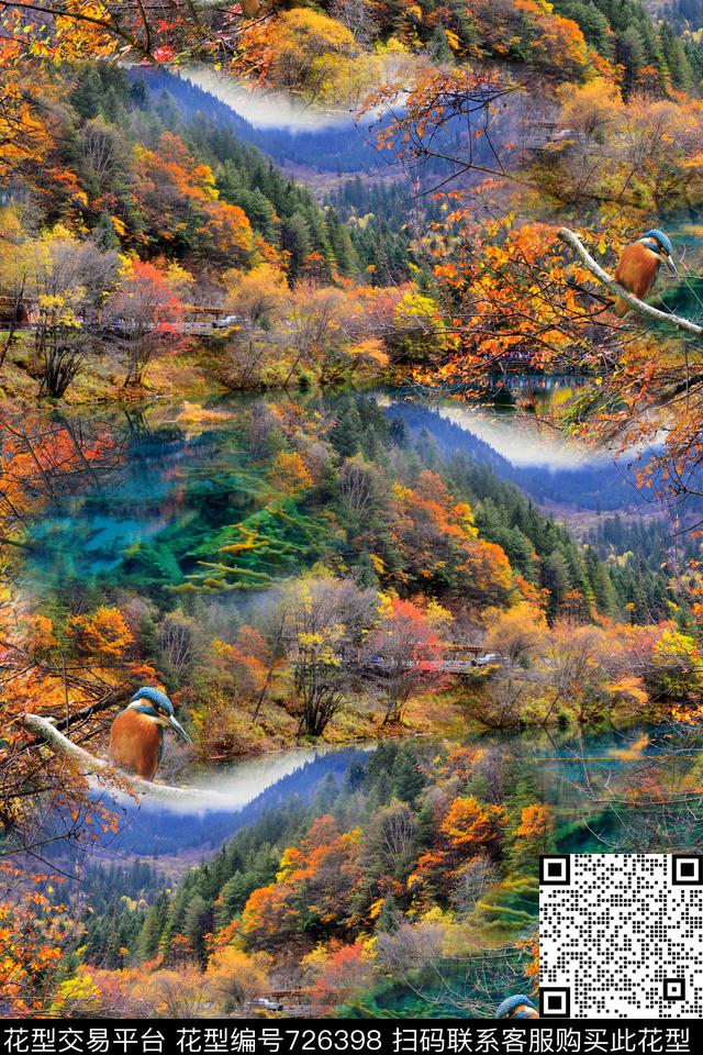 风景抽象深林数码印花华亿平台下载（图片编号: 726398） - 瓦栏（Walan）