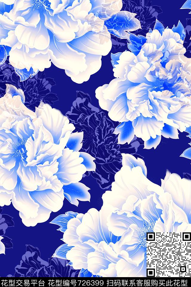 花卉花朵大花数码印花华亿平台下载（图片编号: 726399） - 瓦栏（Walan）