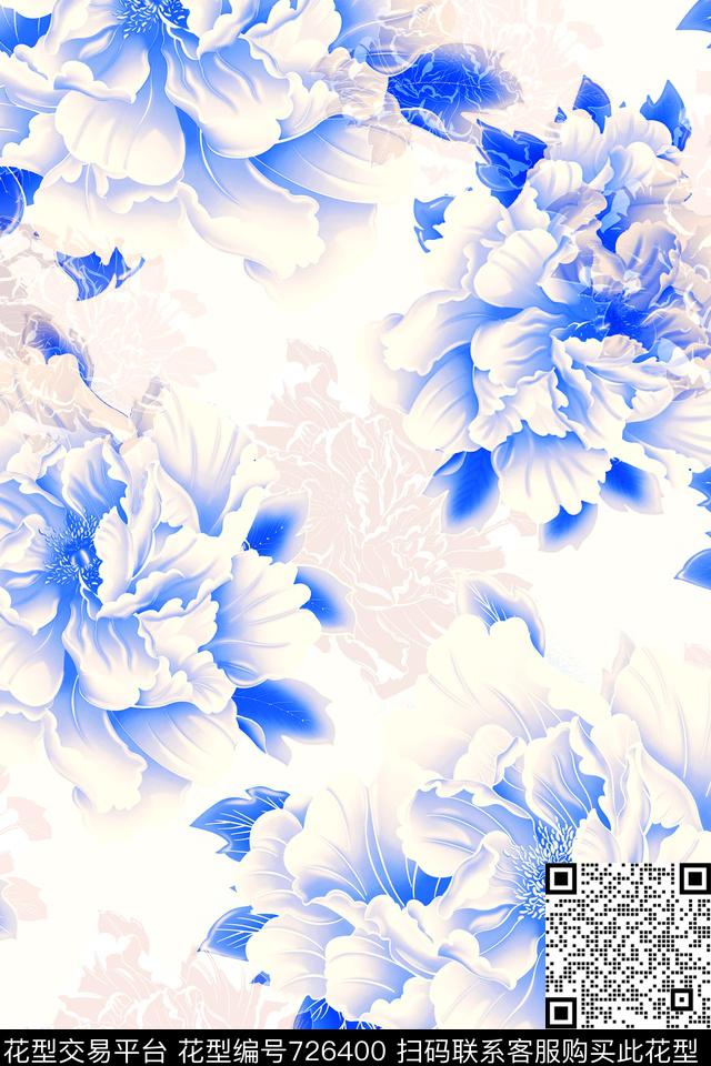 花卉花朵大花数码印花华亿平台下载（图片编号: 726400） - 瓦栏（Walan）