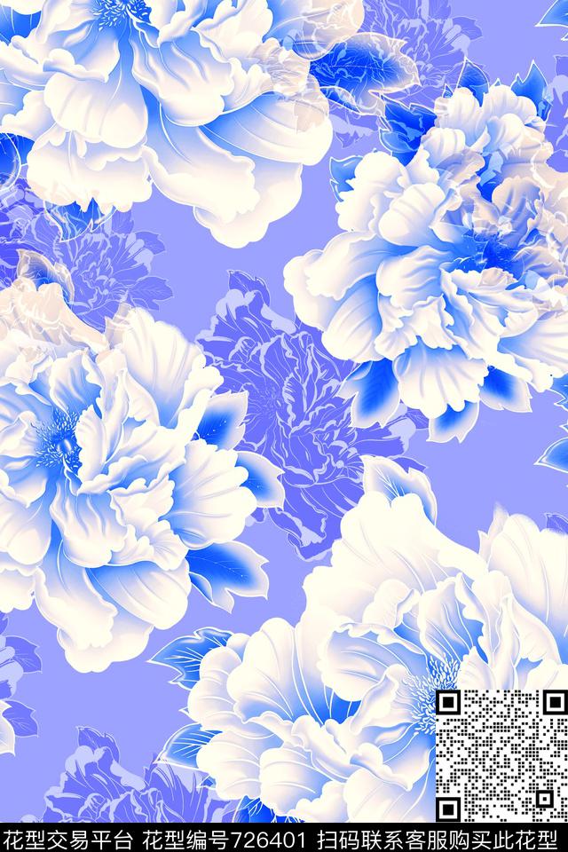 花卉花朵大花数码印花华亿平台下载（图片编号: 726401） - 瓦栏（Walan）