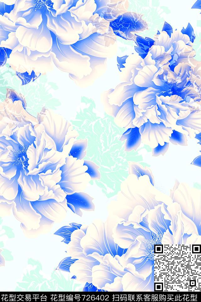 花卉花朵大花数码印花华亿平台下载（图片编号: 726402） - 瓦栏（Walan）