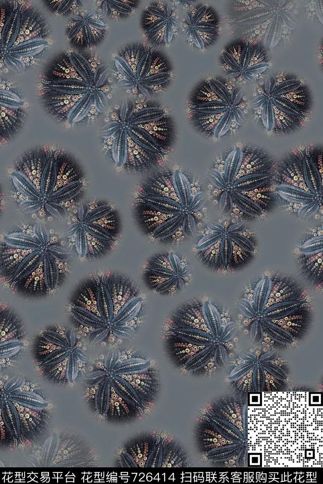 抽象图案海底生物抽象花卉传统印花华亿平台下载（图片编号: 726414） - 瓦栏（Walan）