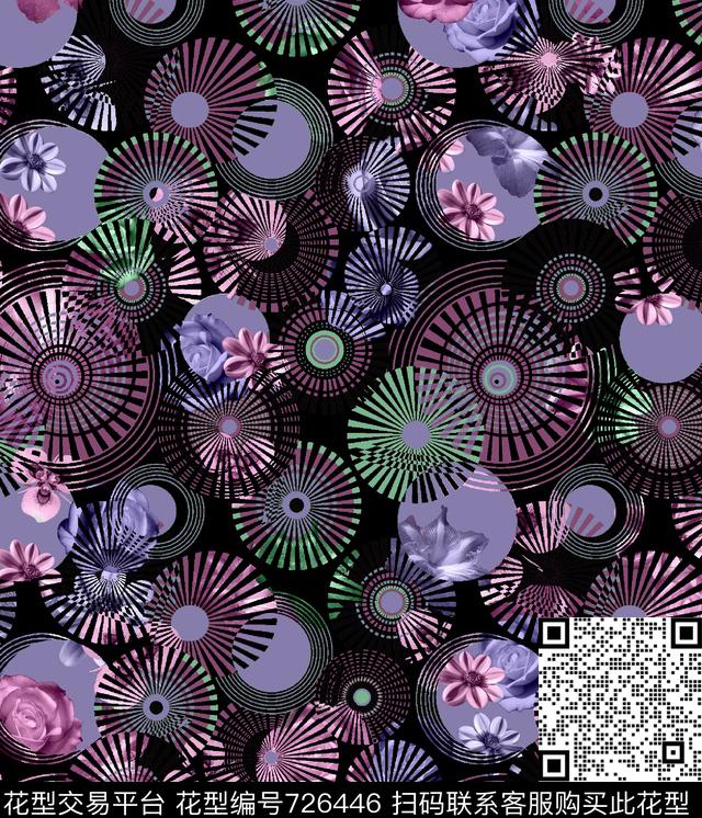 解构圆形几何数码印花华亿平台下载（图片编号: 726446） - 瓦栏（Walan）