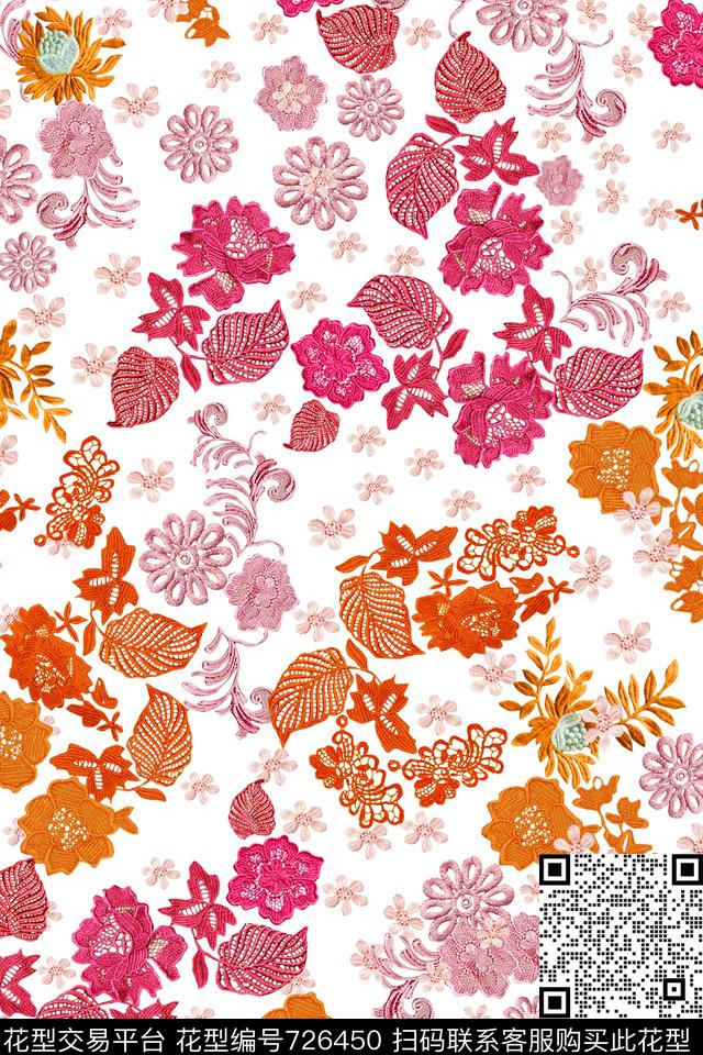 小碎花大花花卉数码印花华亿平台下载（图片编号: 726450） - 瓦栏（Walan）