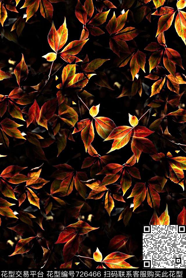 抽象手绘水彩画植物树叶数码印花时尚潮流女装高档纹理印花欧美复古大牌男装夹克外套秋冬印花数码印花华亿平台下载（图片编号: 726466） - 瓦栏（Walan）