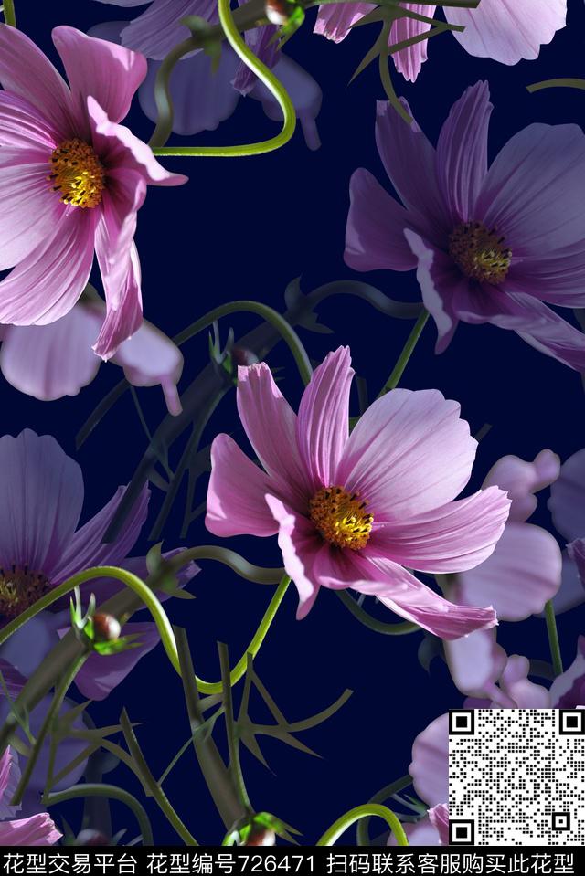 抽象手绘水彩画植物树叶数码印花时尚潮流女装高档纹理印花抽象清爽渐变朦胧纹理花朵印花数码印花华亿平台下载（图片编号: 726471） - 瓦栏（Walan）