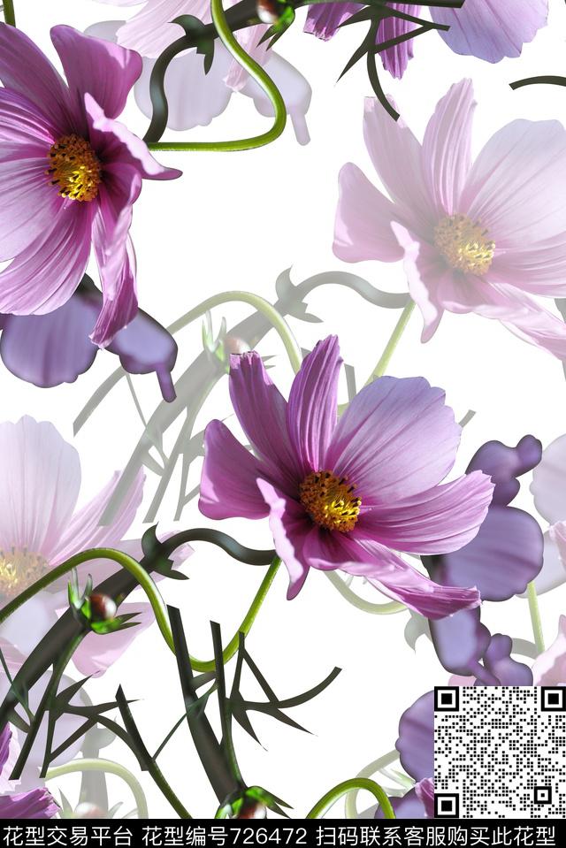 抽象手绘水彩画植物树叶数码印花时尚潮流女装高档纹理印花抽象清爽渐变朦胧纹理花朵印花数码印花华亿平台下载（图片编号: 726472） - 瓦栏（Walan）