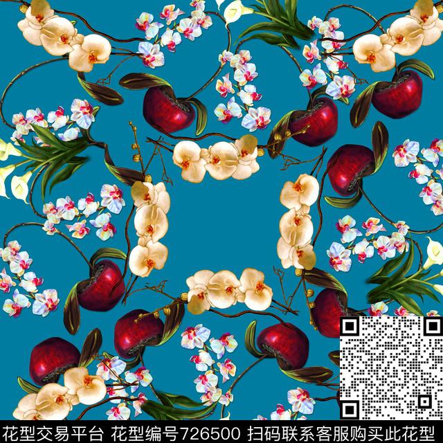 百合大方巾花卉数码印花华亿平台下载（图片编号: 726500） - 瓦栏（Walan）