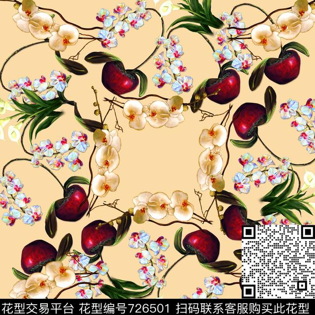 百合大方巾花卉数码印花华亿平台下载（图片编号: 726501） - 瓦栏（Walan）