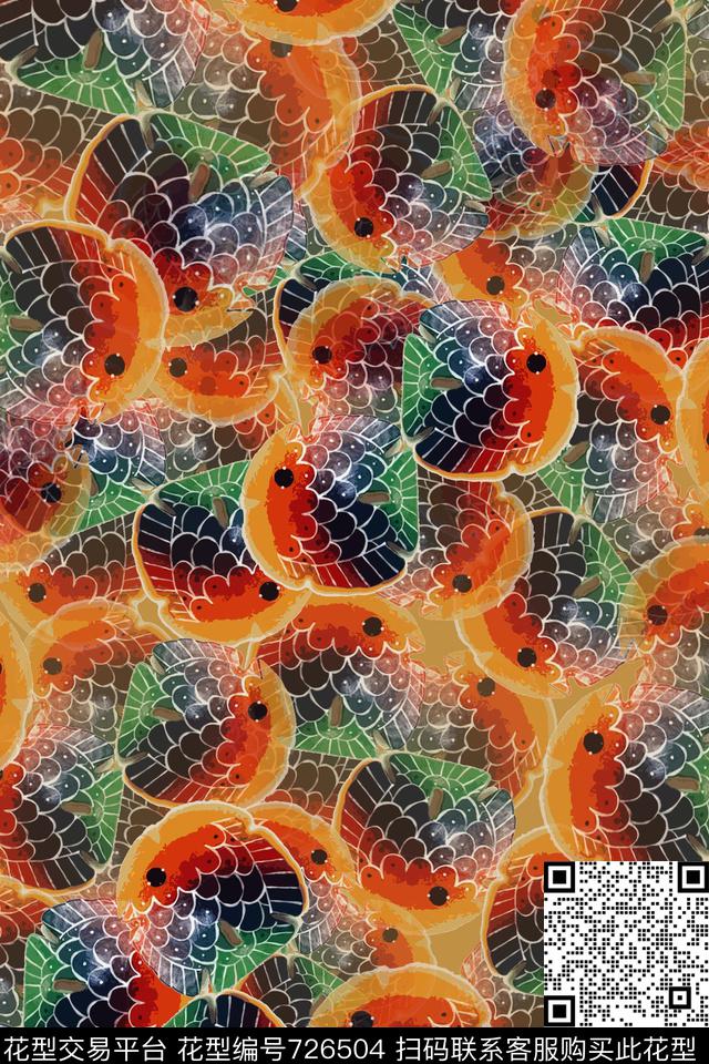 趣味图案鱼儿自在飘鱼趣数码印花华亿平台下载（图片编号: 726504） - 瓦栏（Walan）