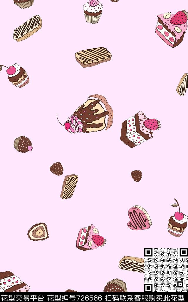 糕点小清新蛋糕数码印花华亿平台下载（图片编号: 726566） - 瓦栏（Walan）
