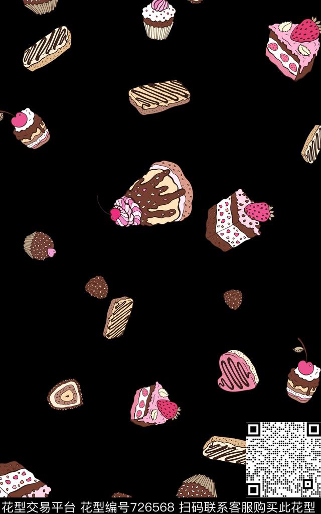 糕点小清新蛋糕数码印花华亿平台下载（图片编号: 726568） - 瓦栏（Walan）