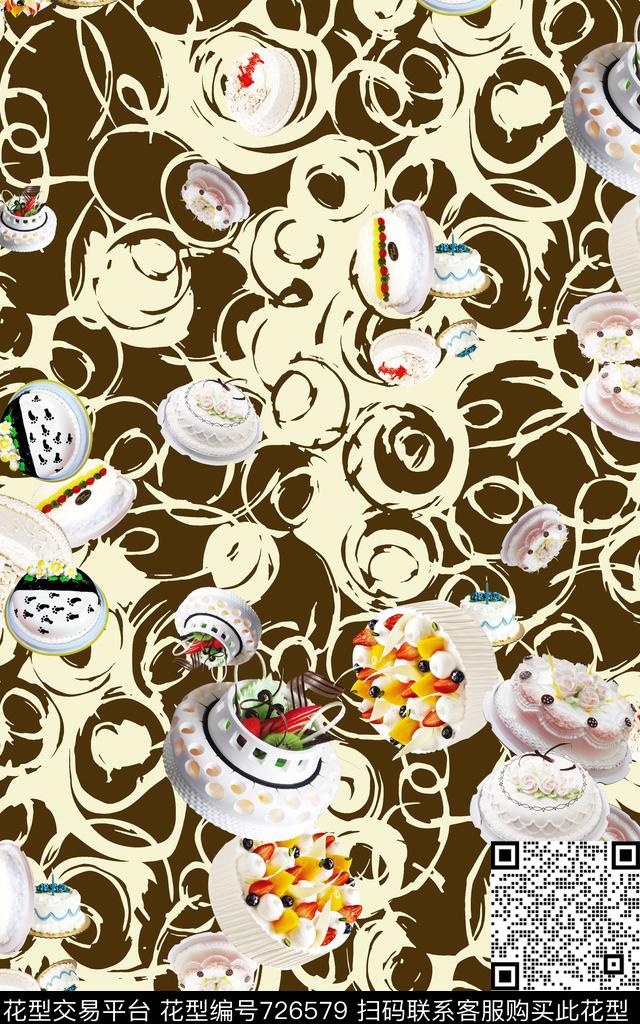 糕点抽象蛋糕数码印花华亿平台下载（图片编号: 726579） - 瓦栏（Walan）