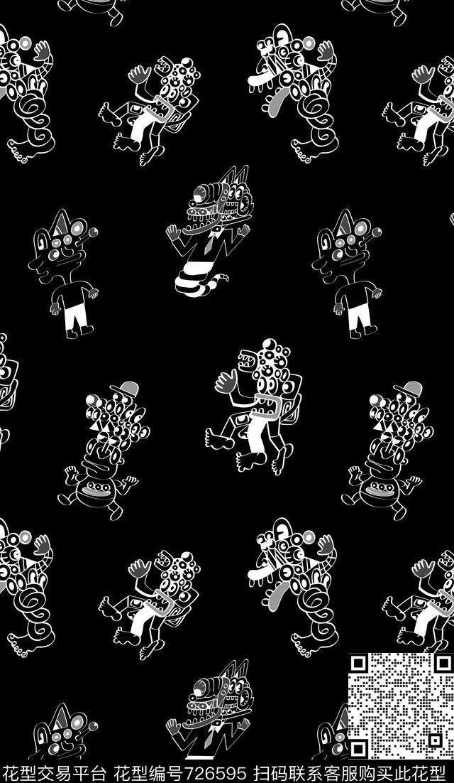 潮玩人偶趣味性简欧潮牌华亿平台传统印花华亿平台下载（图片编号: 726595） - 瓦栏（Walan）