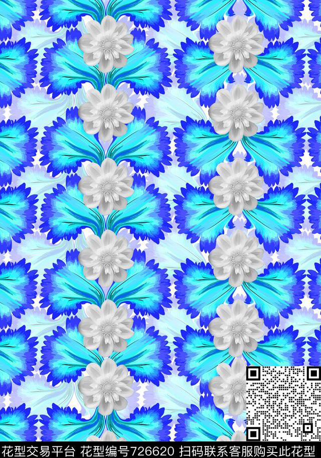 梦幻浪漫花卉写意花卉花卉组合数码印花华亿平台下载（图片编号: 726620） - 瓦栏（Walan）