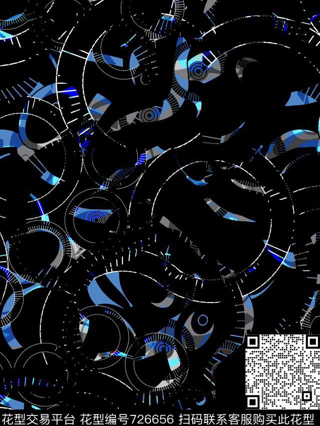 线条抽象休闲数码印花华亿平台下载（图片编号: 726656） - 瓦栏（Walan）