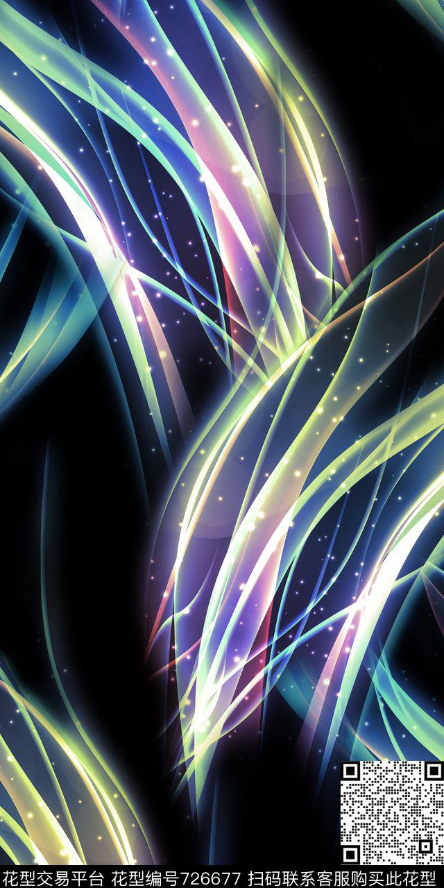 黑底抽象几何数码印花华亿平台下载（图片编号: 726677） - 瓦栏（Walan）