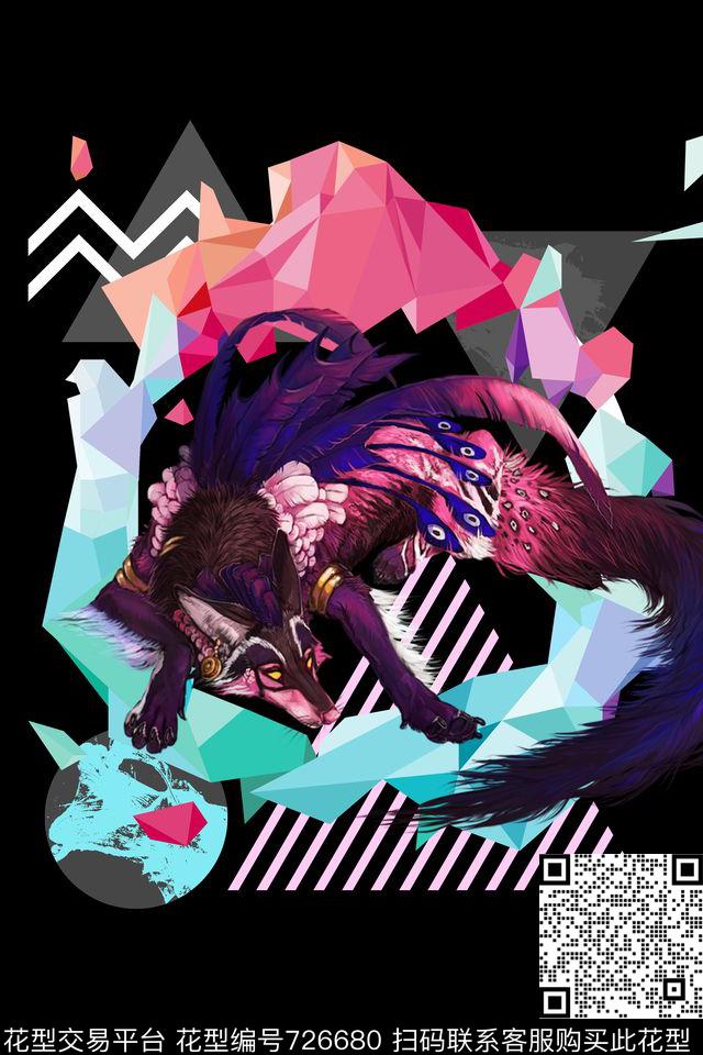 男装狼几何数码印花华亿平台下载（图片编号: 726680） - 瓦栏（Walan）