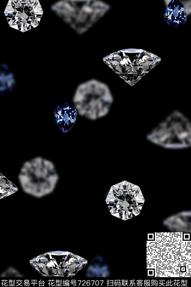 钻石黑白四方连续数码印花华亿平台下载（图片编号: 726707） - 瓦栏（Walan）