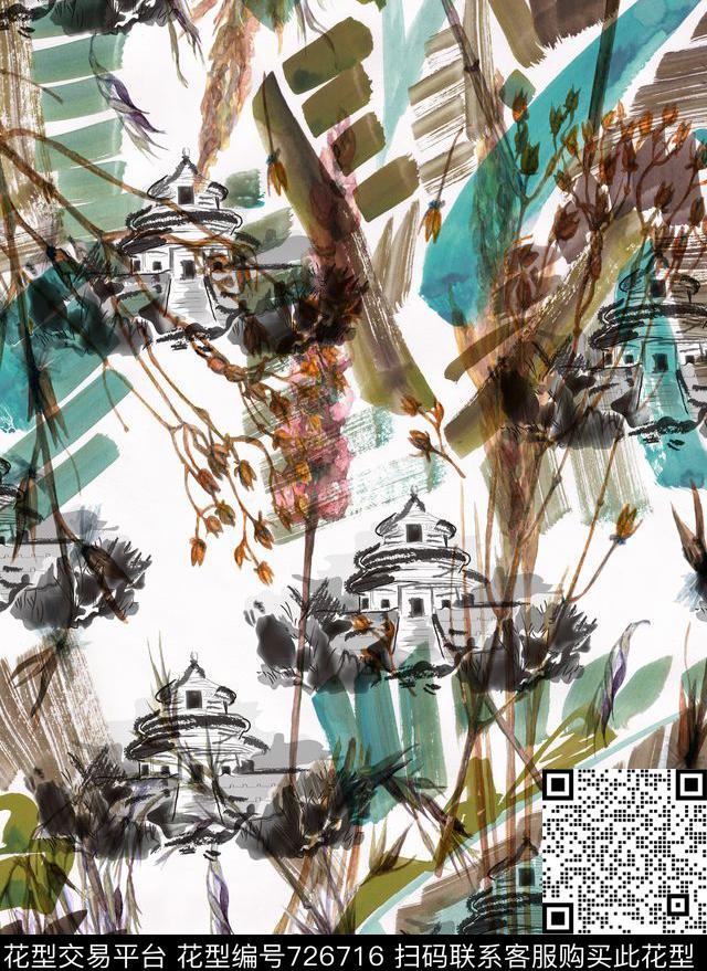 原创花卉花卉水彩花卉数码印花华亿平台下载（图片编号: 726716） - 瓦栏（Walan）