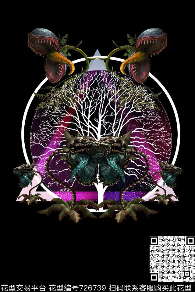 欧美怪物食人花数码印花华亿平台下载（图片编号: 726739） - 瓦栏（Walan）