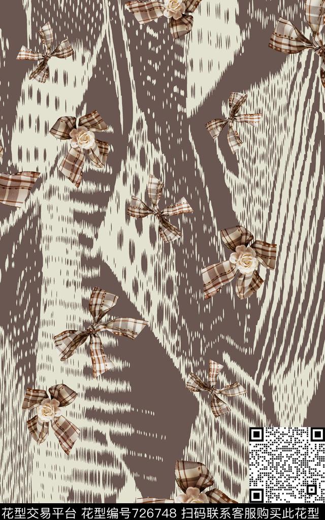 蝴蝶结抽象色块数码印花华亿平台下载（图片编号: 726748） - 瓦栏（Walan）