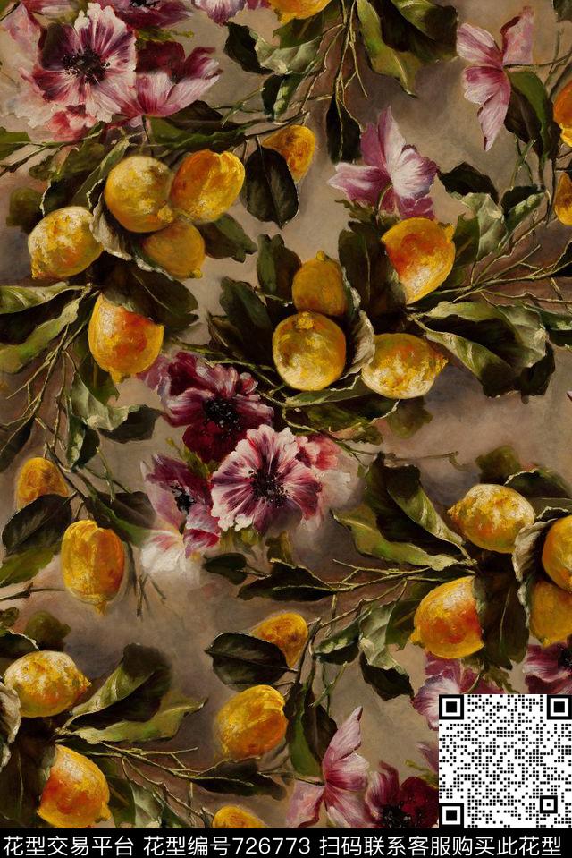 大花花卉水果数码印花华亿平台下载（图片编号: 726773） - 瓦栏（Walan）