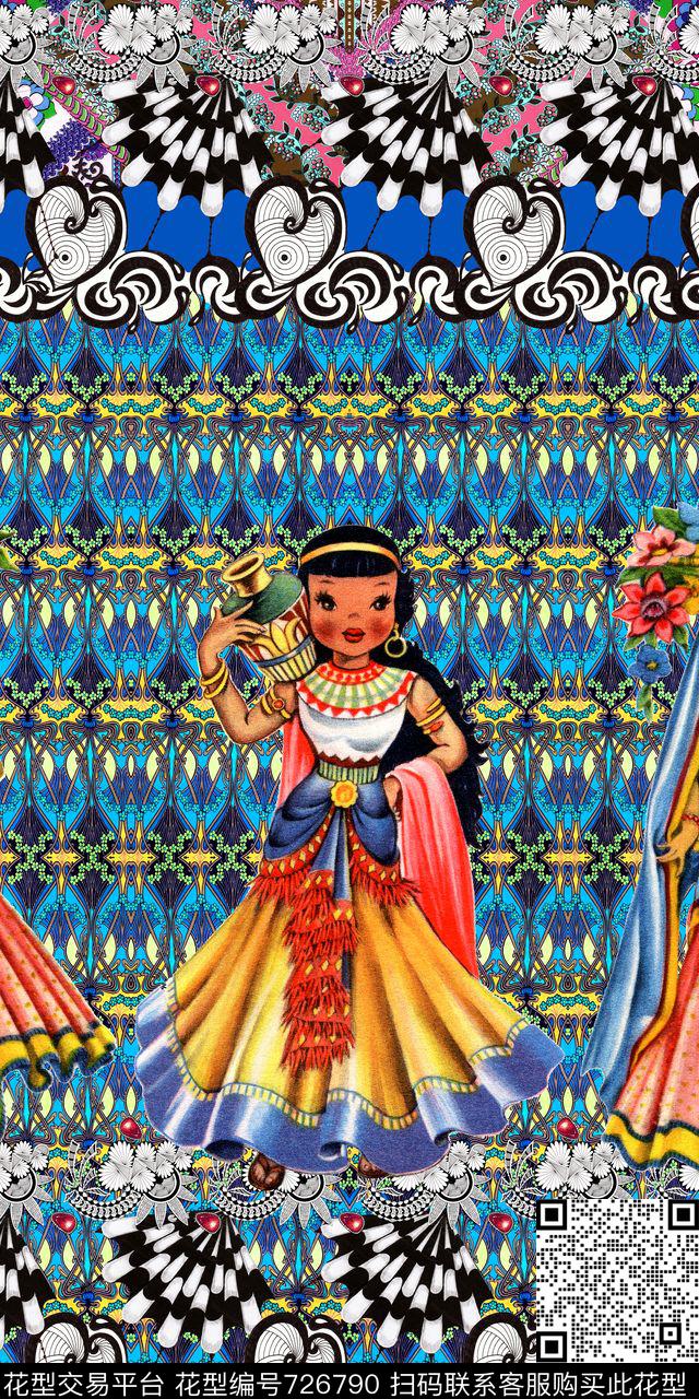 民族风条纹花纹数码印花华亿平台下载（图片编号: 726790） - 瓦栏（Walan）