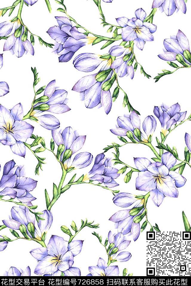 花卉小清新女装数码印花华亿平台下载（图片编号: 726858） - 瓦栏（Walan）