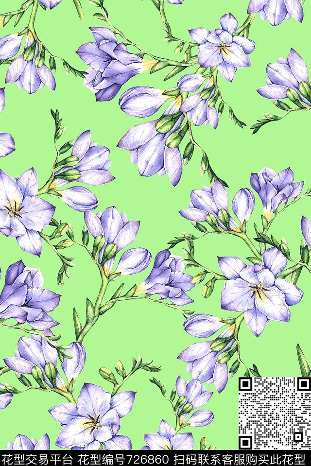 花卉小清新女装数码印花华亿平台下载（图片编号: 726860） - 瓦栏（Walan）