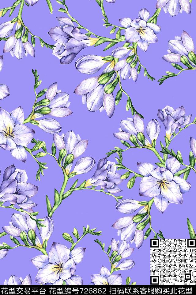 花卉小清新女装数码印花华亿平台下载（图片编号: 726862） - 瓦栏（Walan）