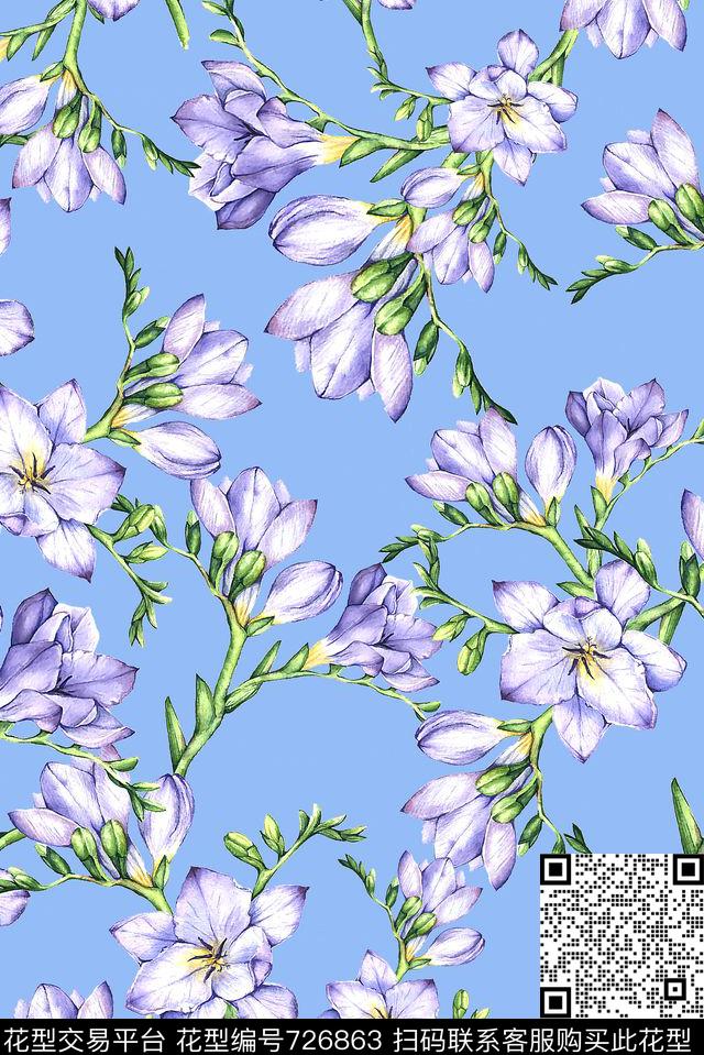 花卉小清新女装数码印花华亿平台下载（图片编号: 726863） - 瓦栏（Walan）