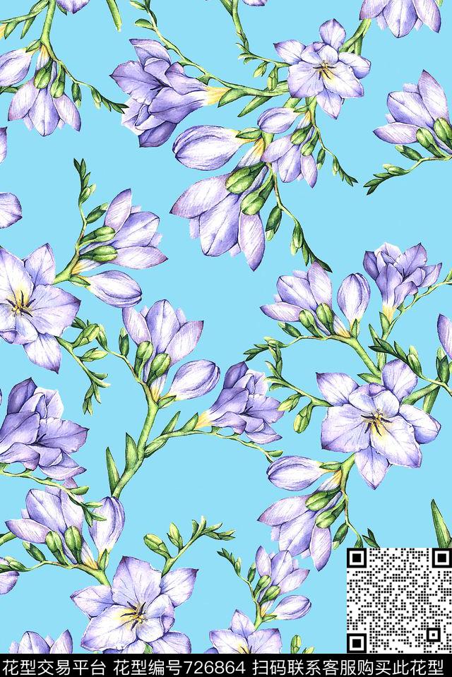 花卉小清新女装数码印花华亿平台下载（图片编号: 726864） - 瓦栏（Walan）