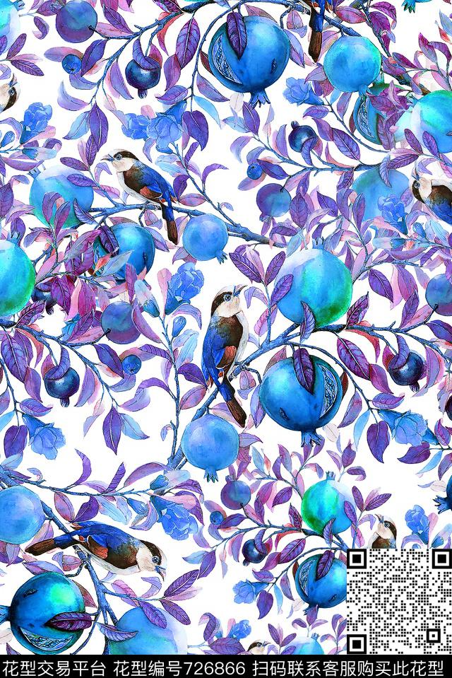 花卉鸟儿女装数码印花华亿平台下载（图片编号: 726866） - 瓦栏（Walan）