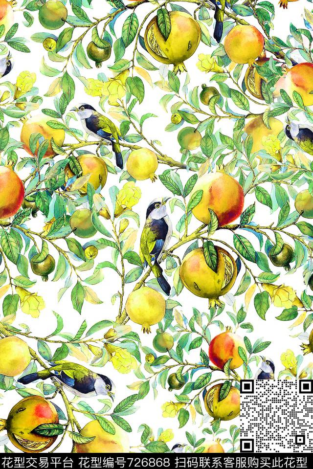 花卉鸟儿女装数码印花华亿平台下载（图片编号: 726868） - 瓦栏（Walan）