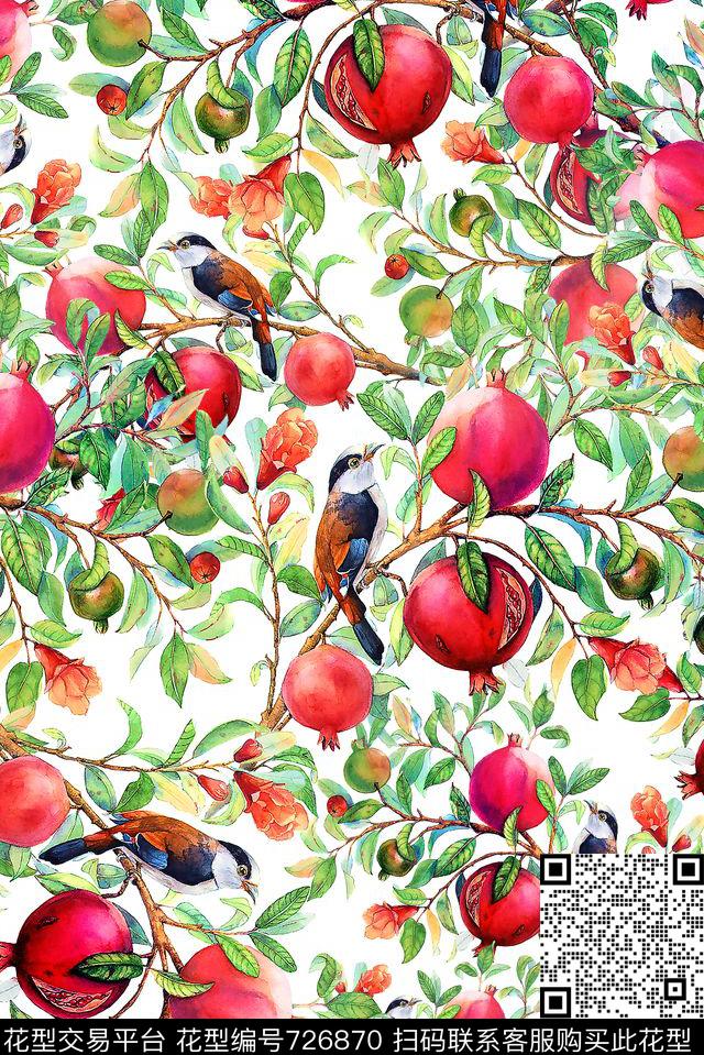 花卉鸟儿女装数码印花华亿平台下载（图片编号: 726870） - 瓦栏（Walan）