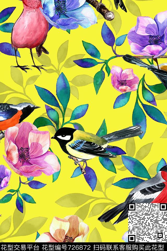 花卉鸟儿女装数码印花华亿平台下载（图片编号: 726872） - 瓦栏（Walan）