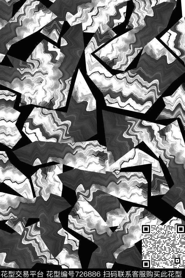 抽象水波纹几何数码印花华亿平台下载（图片编号: 726886） - 瓦栏（Walan）
