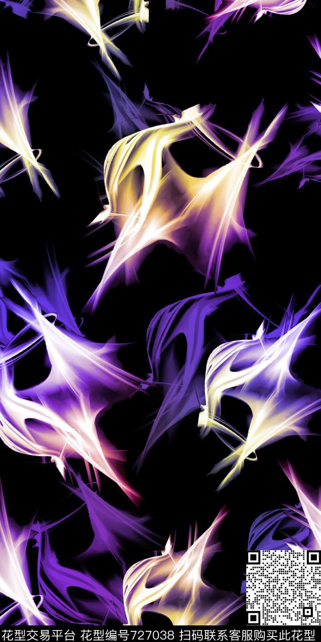 几何线条黑底数码印花华亿平台下载（图片编号: 727038） - 瓦栏（Walan）