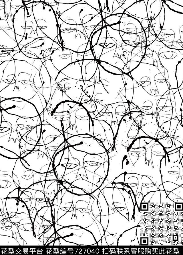 潮牌抽象几何数码印花华亿平台下载（图片编号: 727040） - 瓦栏（Walan）