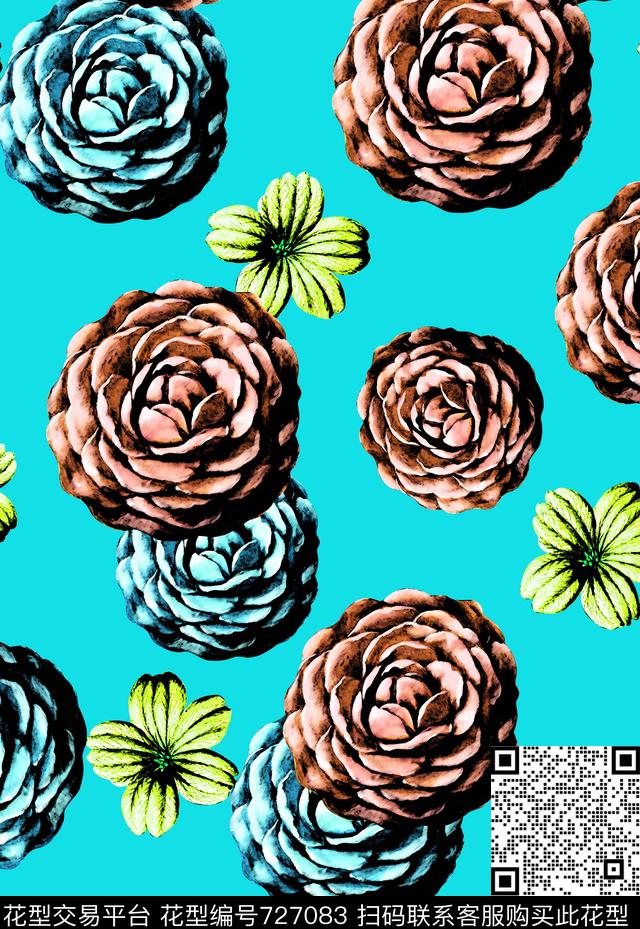 花卉女装丝巾长巾方巾不定位数码印花华亿平台下载（图片编号: 727083） - 瓦栏（Walan）