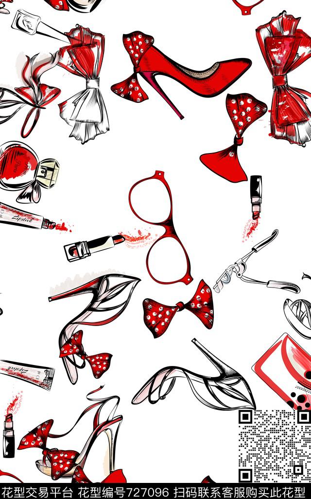 抽象高跟鞋饰品数码印花华亿平台下载（图片编号: 727096） - 瓦栏（Walan）