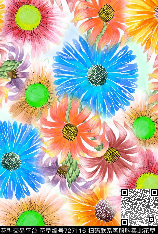 花卉女装丝巾长巾方巾不定位数码印花华亿平台下载（图片编号: 727116） - 瓦栏（Walan）