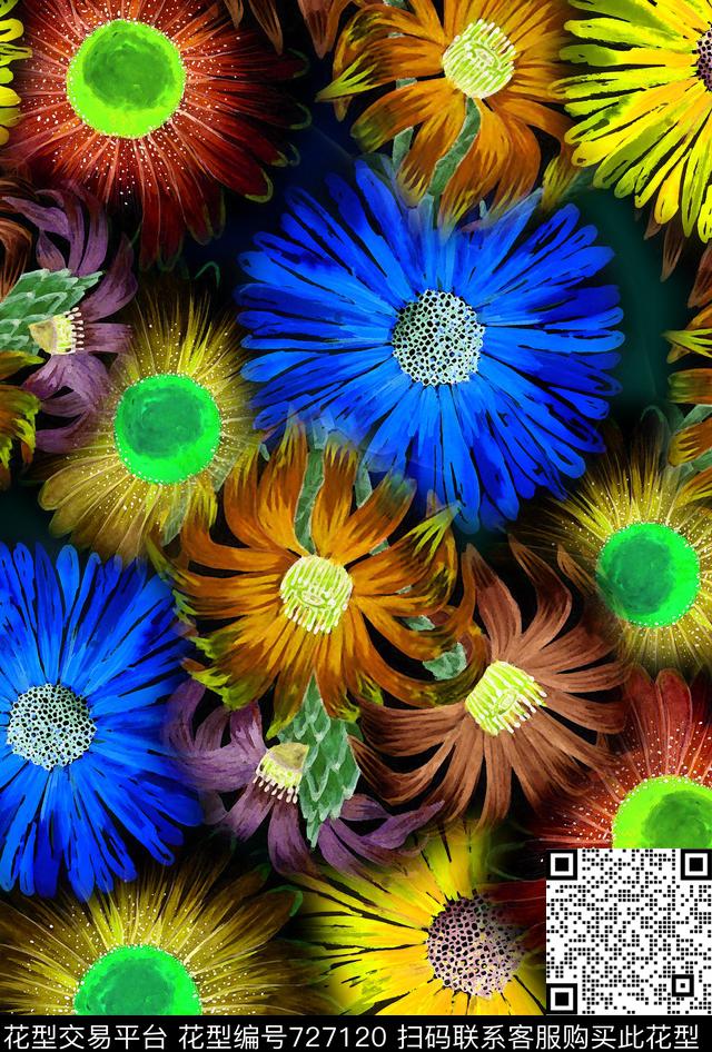 花卉女装丝巾长巾方巾不定位数码印花华亿平台下载（图片编号: 727120） - 瓦栏（Walan）