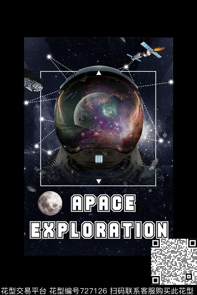 流行时尚银河系宇航员创意银河系数码印花华亿平台下载（图片编号: 727126） - 瓦栏（Walan）