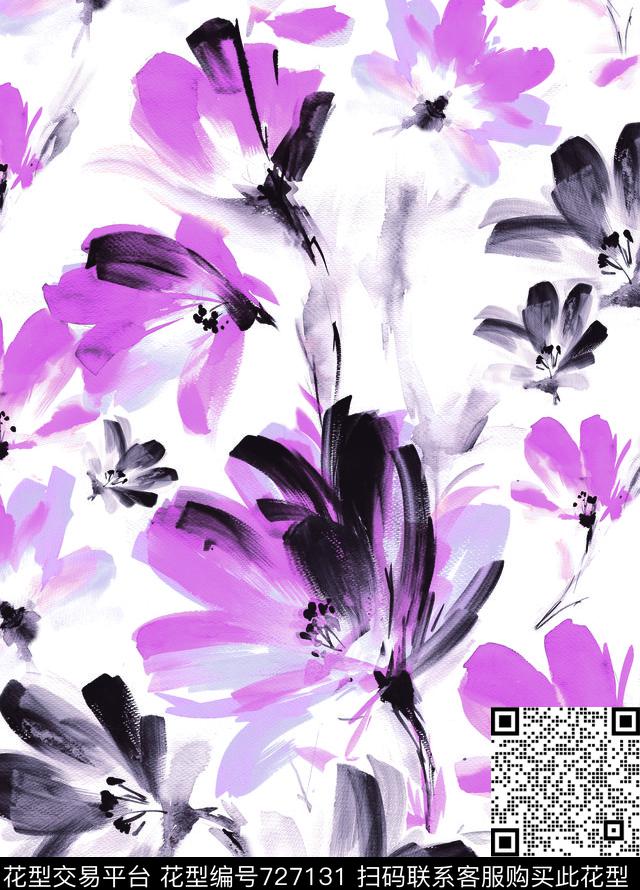 花瓣乱花花朵数码印花华亿平台下载（图片编号: 727131） - 瓦栏（Walan）