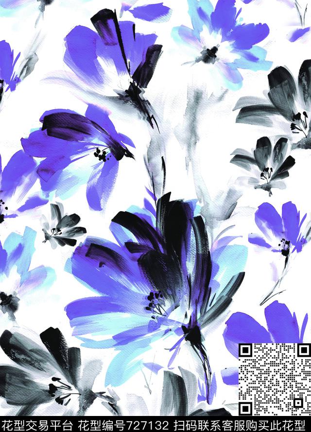 花瓣乱花花朵数码印花华亿平台下载（图片编号: 727132） - 瓦栏（Walan）