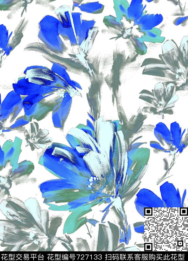 花瓣乱花花朵数码印花华亿平台下载（图片编号: 727133） - 瓦栏（Walan）