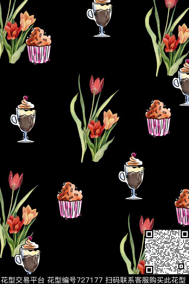 饮料水仙花冰淇淋数码印花华亿平台下载（图片编号: 727177） - 瓦栏（Walan）