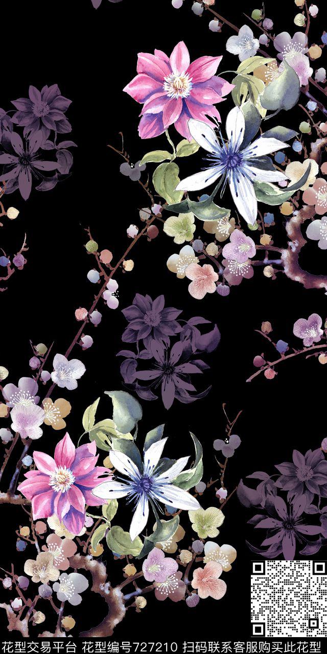 桃花小清新小碎花数码印花华亿平台下载（图片编号: 727210） - 瓦栏（Walan）